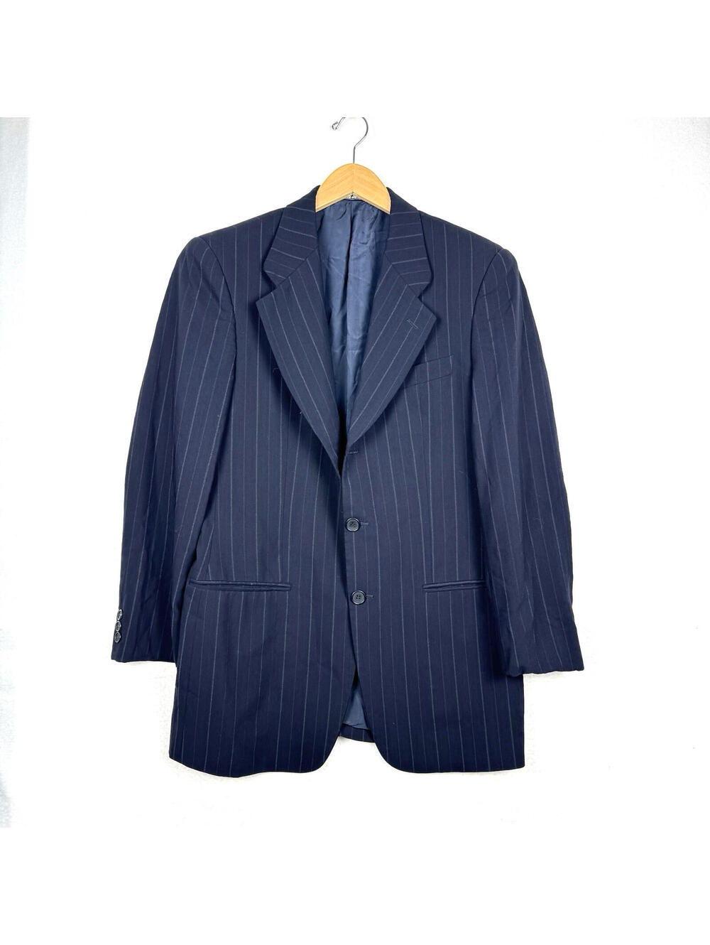 Vintage Giorgio Armani Le Collezioni 38R Navy Pinstripe Blazer Coat Italy 90s